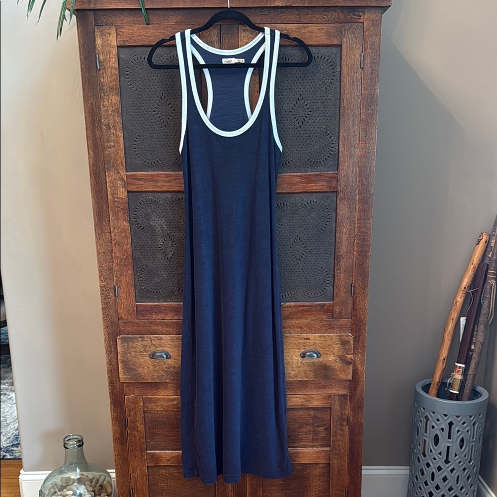 Brand New! Faherty Navy Cabana Towel Maxi Sundress